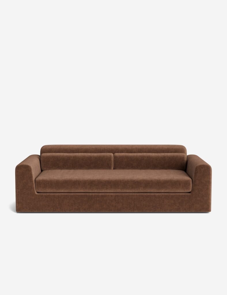 Lulu and Georgia living room sofa in warm neutral tones with modern plush design and clean lines.